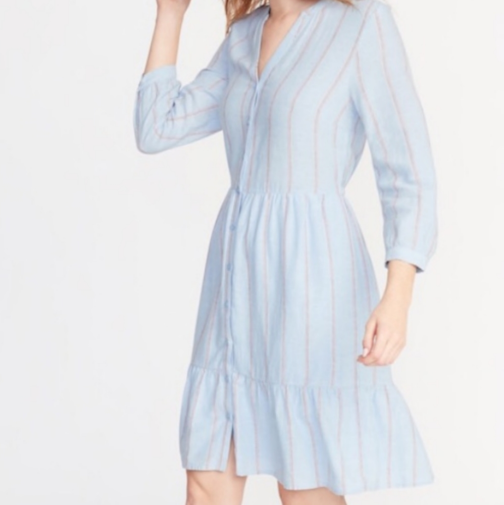 Old Navy Multi-Colored Button Up Dress S